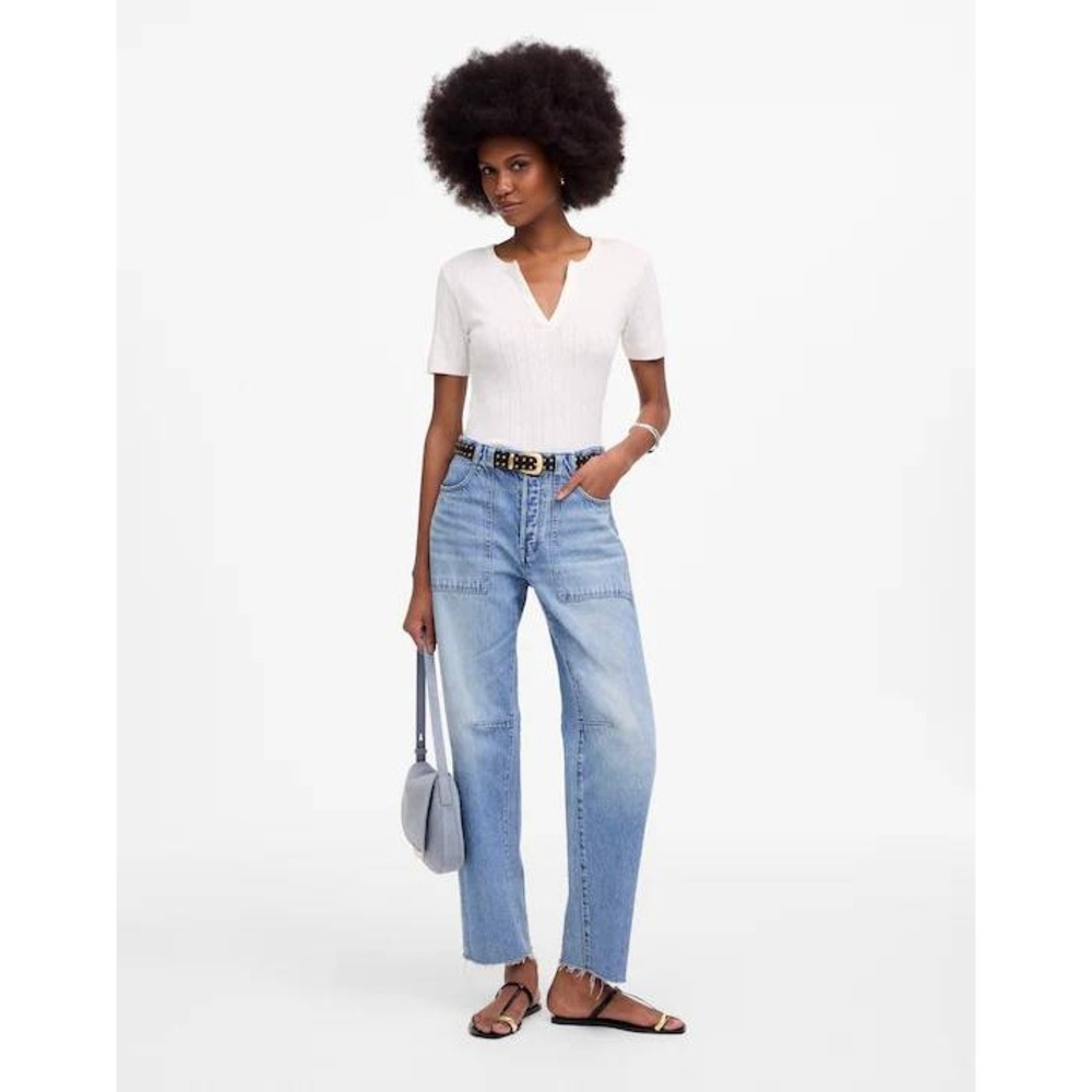 Madewell Light Blue “The Darted” Barrel-Leg Jeans